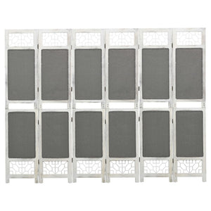 Divisorio a 6 Pannelli Grigio 210x165 cm in Tessuto 338557