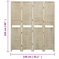 Divisorio a 4 Pannelli 140 x 165 cm Legno Massello di Paulownia cod mxl 68558