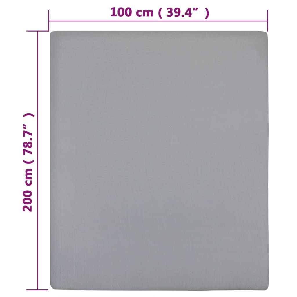 Lenzuola con Angoli Jersey 2pz Grigio 100x200 cm Cotone 136203