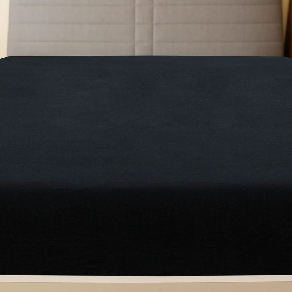 Lenzuolo con Angoli Jersey Nero 90x200 cm Cotone 136210