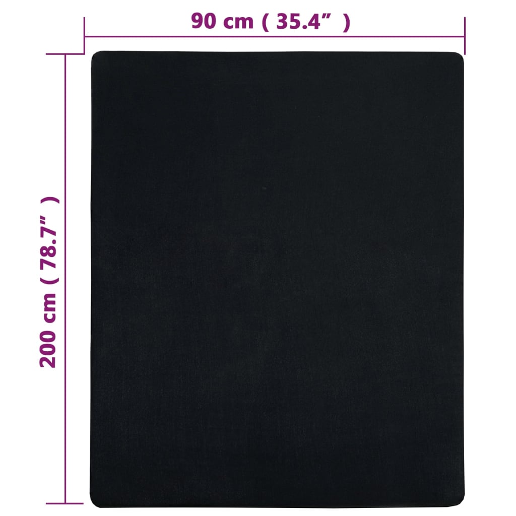 Lenzuolo con Angoli Jersey Nero 90x200 cm Cotone 136210