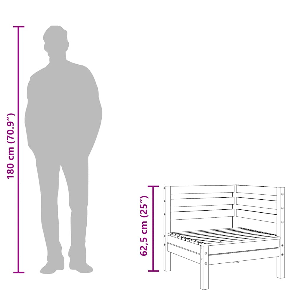 Divano Angolare da Giardino-Sofa da Giardino-Divanetto da esterno Grigio in Legno Massello di Pino 201694