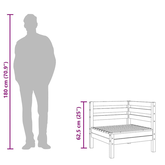 Divano Angolare da Giardino-Sofa da Giardino-Divanetto da esterno Grigio in Legno Massello di Pino 201694