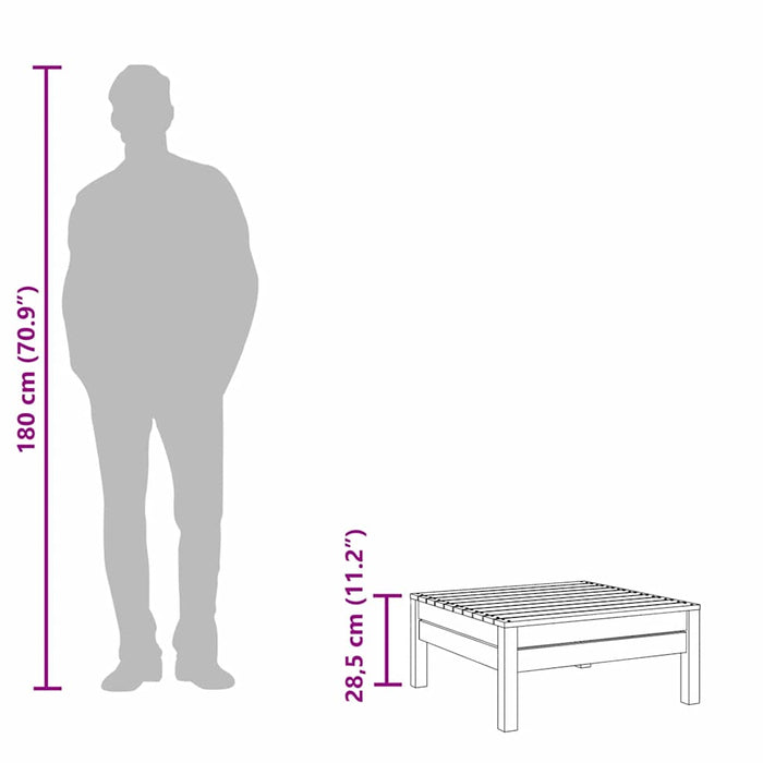 Poggiapiedi da Giardino Bianco in Legno Massello di Pino 806578