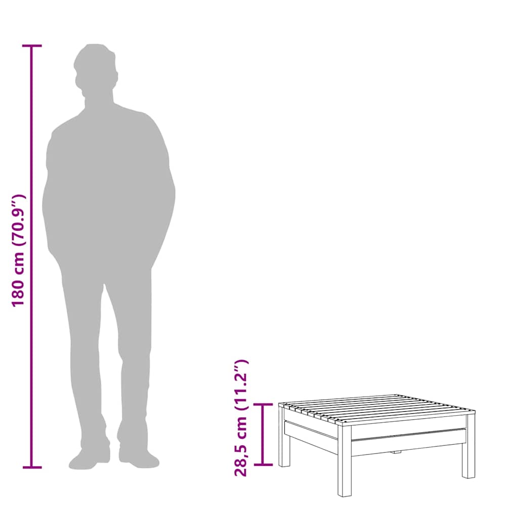 Poggiapiedi da Giardino Grigio in Legno Massello di Pino 806579