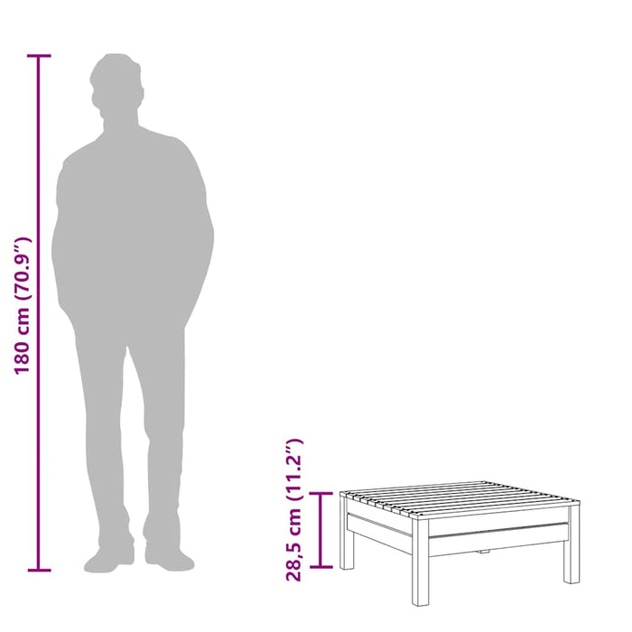 Poggiapiedi da Giardino Grigio in Legno Massello di Pino 806579