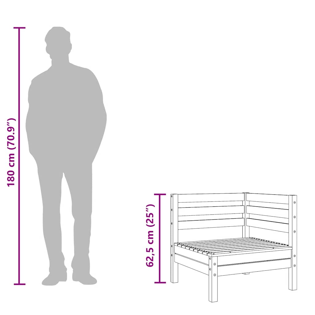 Divani Angolari da Giardino 2 pz in Massello di Pino Nero 806586