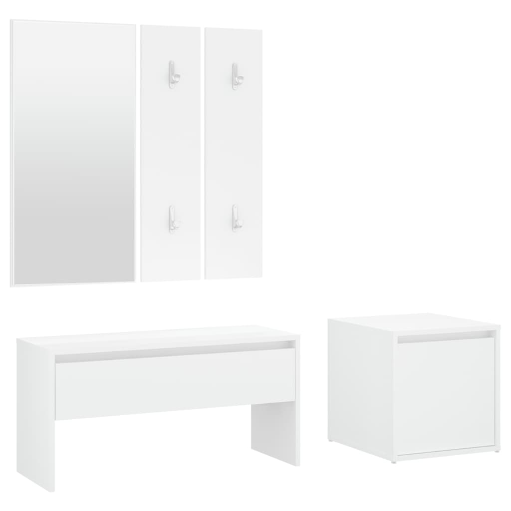 Set di Mobili da Corridoio Bianco in Legno Multistrato 3082044