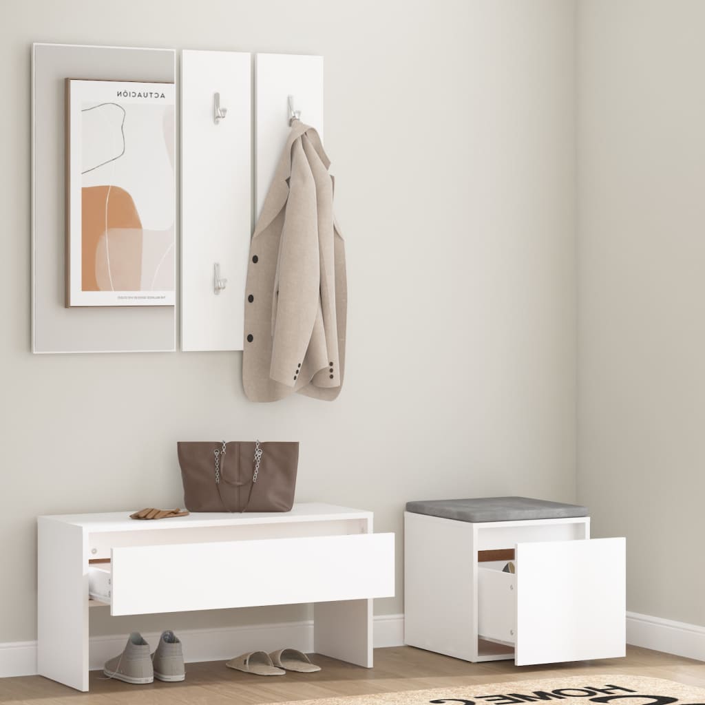 Set di Mobili da Corridoio Bianco in Legno Multistrato 3082044