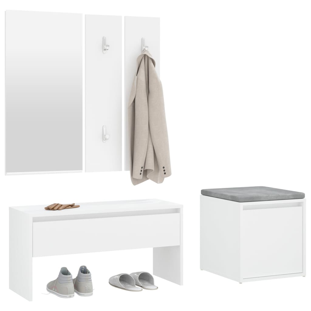 Set di Mobili da Corridoio Bianco in Legno Multistrato 3082044