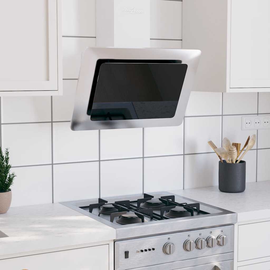 Cappa a Parete 60 cm in Acciaio Inox e Vetro Temperato Argento cod mxl 10361