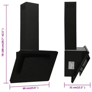 Cappa a Parete 60 cm in Acciaio Inox e Vetro Temperato Nero 51662