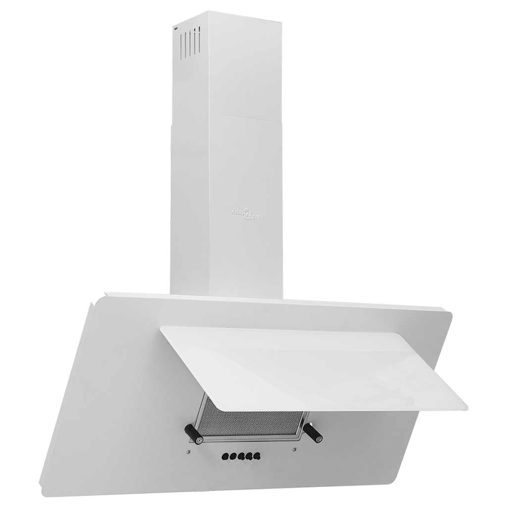 Cappa Parete 90 cm Acciaio Inox e Vetro Temperato Bianco Lucido