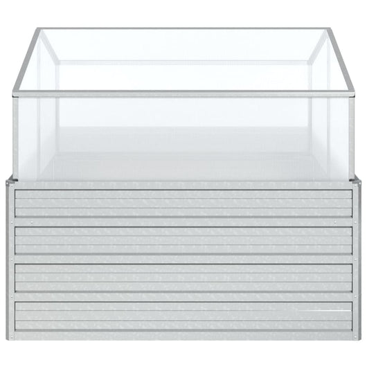 Vassoio per fioriera aiuola rialzata piante fiori terrazza giardino giardino con serra 100 x 100 x 85 cm argento Argento 02_0039768