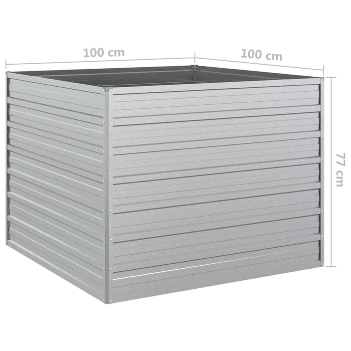 Vassoio per fioriera aiuola rialzata piante fiori terrazza giardino giardino 100 x 100 x 77 cm argento acciaio zincato Argento 02_0039297