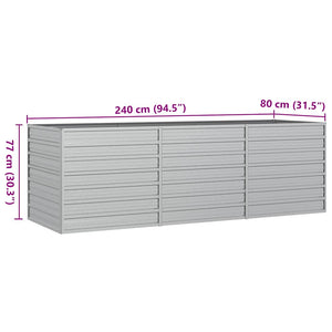 Letto Rialzato Giardino 240x80x77 cm in Acciaio Zincato Argento cod mxl 52931