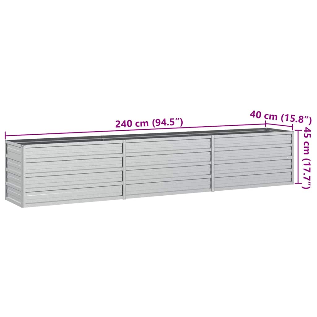 Letto Rialzato Giardino 240x40x45 cm in Acciaio Zincato Argento cod mxl 52507