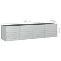 Vassoio per fioriera aiuola rialzata piante fiori terrazza giardino giardino 320 x 80 x 77 cm argento acciaio zincato Argento 02_0039435