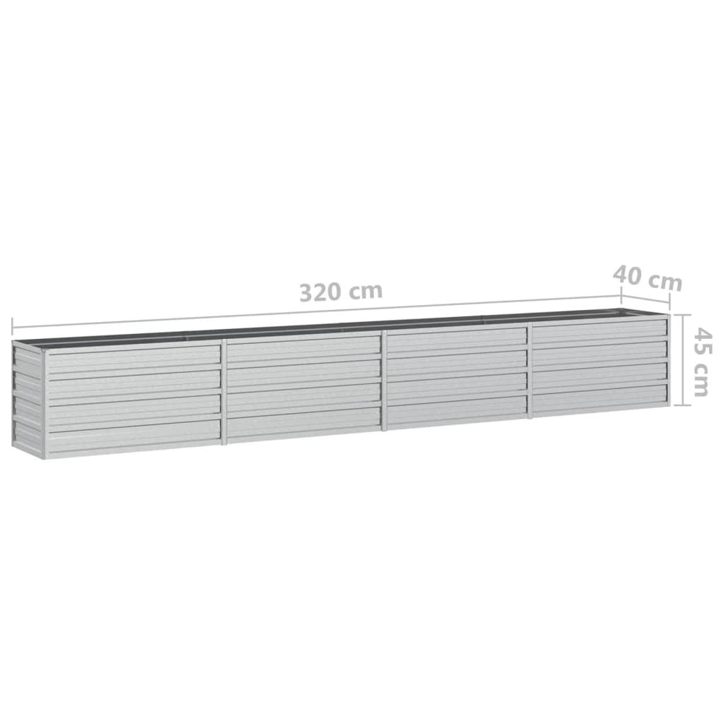 Vassoio per fioriera aiuola rialzata piante fiori terrazza giardino giardino 320 x 40 x 45 cm argento acciaio zincato Argento 02_0039429