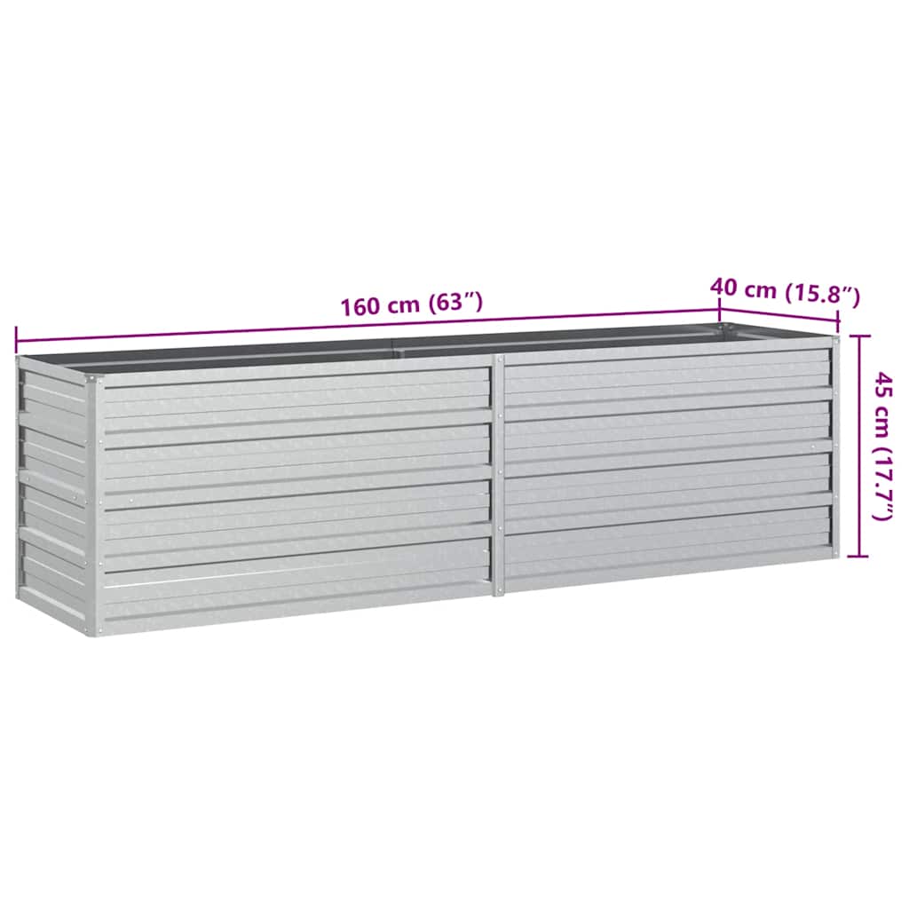 Letto Rialzato Giardino 160x40x45 cm in Acciaio Zincato Argento 316895