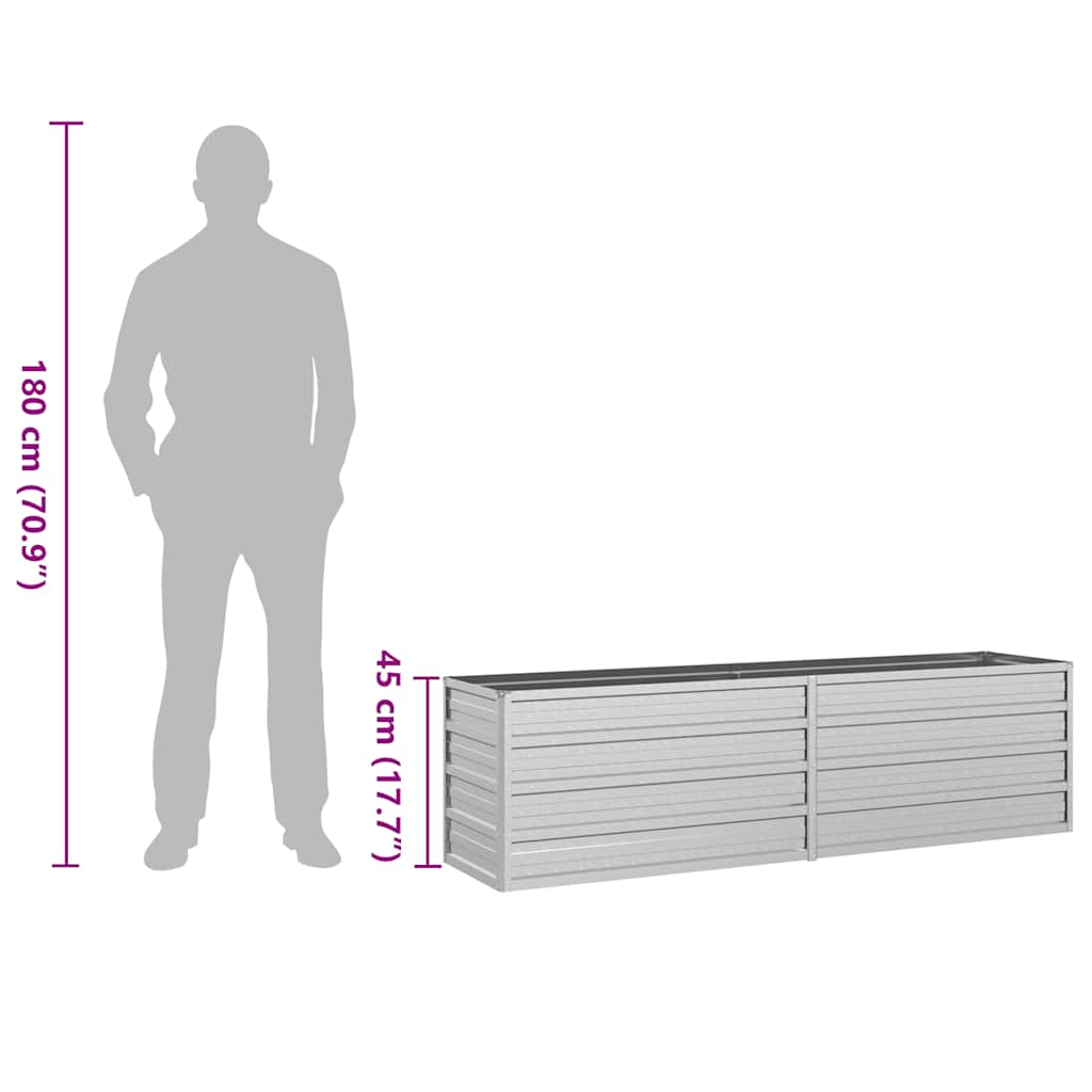 Letto Rialzato Giardino 160x40x45 cm in Acciaio Zincato Argento 316895