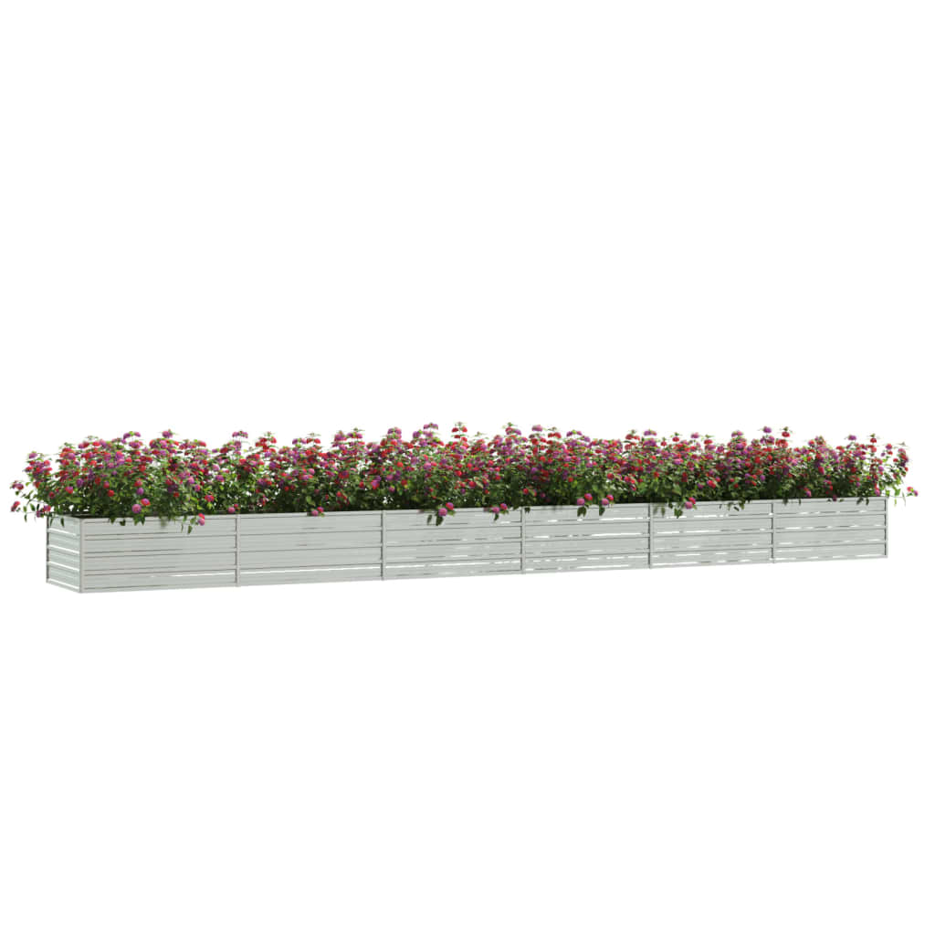 Vassoio per fioriera aiuola rialzata piante fiori terrazza giardino giardino 600 x 80 x 45 cm argento acciaio zincato Argento 02_0039463