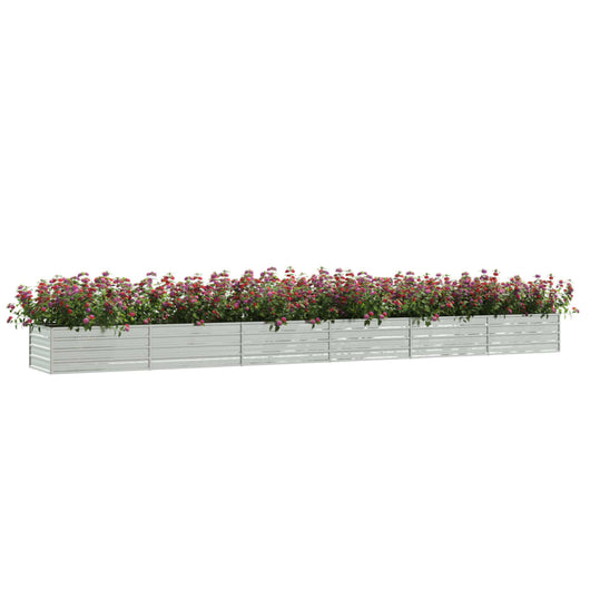 Vassoio per fioriera aiuola rialzata piante fiori terrazza giardino giardino 600 x 80 x 45 cm argento acciaio zincato Argento 02_0039463