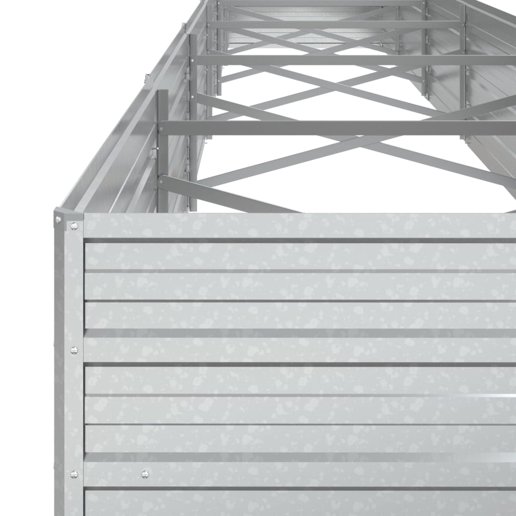 Vassoio per fioriera aiuola rialzata piante fiori terrazza giardino giardino 600 x 80 x 45 cm argento acciaio zincato Argento 02_0039463