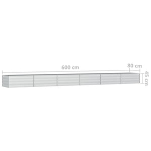 Vassoio per fioriera aiuola rialzata piante fiori terrazza giardino giardino 600 x 80 x 45 cm argento acciaio zincato Argento 02_0039463