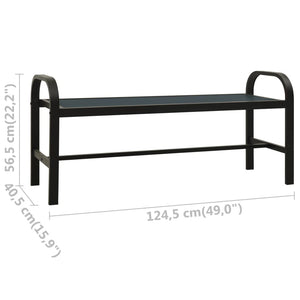 Panchina da Giardino 124,5 cm Nera in Acciaio e WPC 317137
