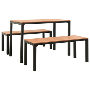 Set da Pranzo da Giardino 3 pz in Acciaio e WPC Marrone e Nero 317140