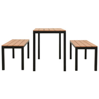 Set da Pranzo da Giardino 3 pz in Acciaio e WPC Marrone e Nero cod mxl 39873
