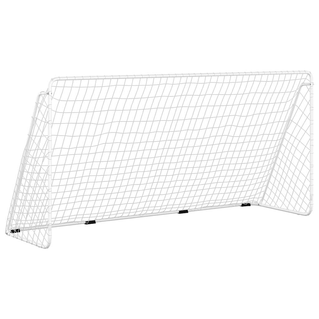 Porta da Calcio con Rete Bianca 366x122x182 cm in Acciaio cod mxl 57942