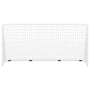 Porta da Calcio con Rete Bianca 366x122x182 cm in Acciaio 93371