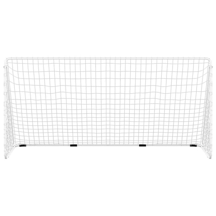 Porta da Calcio con Rete Bianca 366x122x182 cm in Acciaio 93371