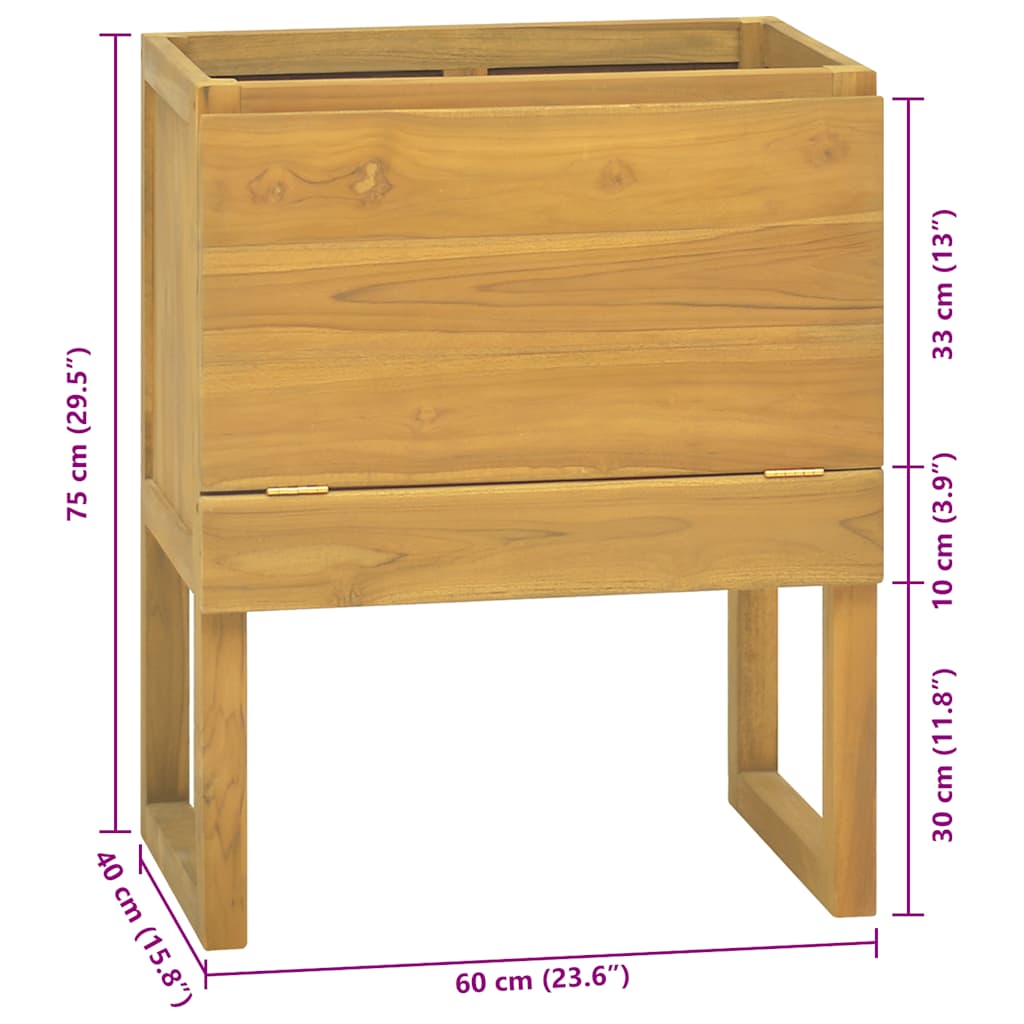 Mobile da Bagno 60x45x75 cm in Legno Massello di Teak