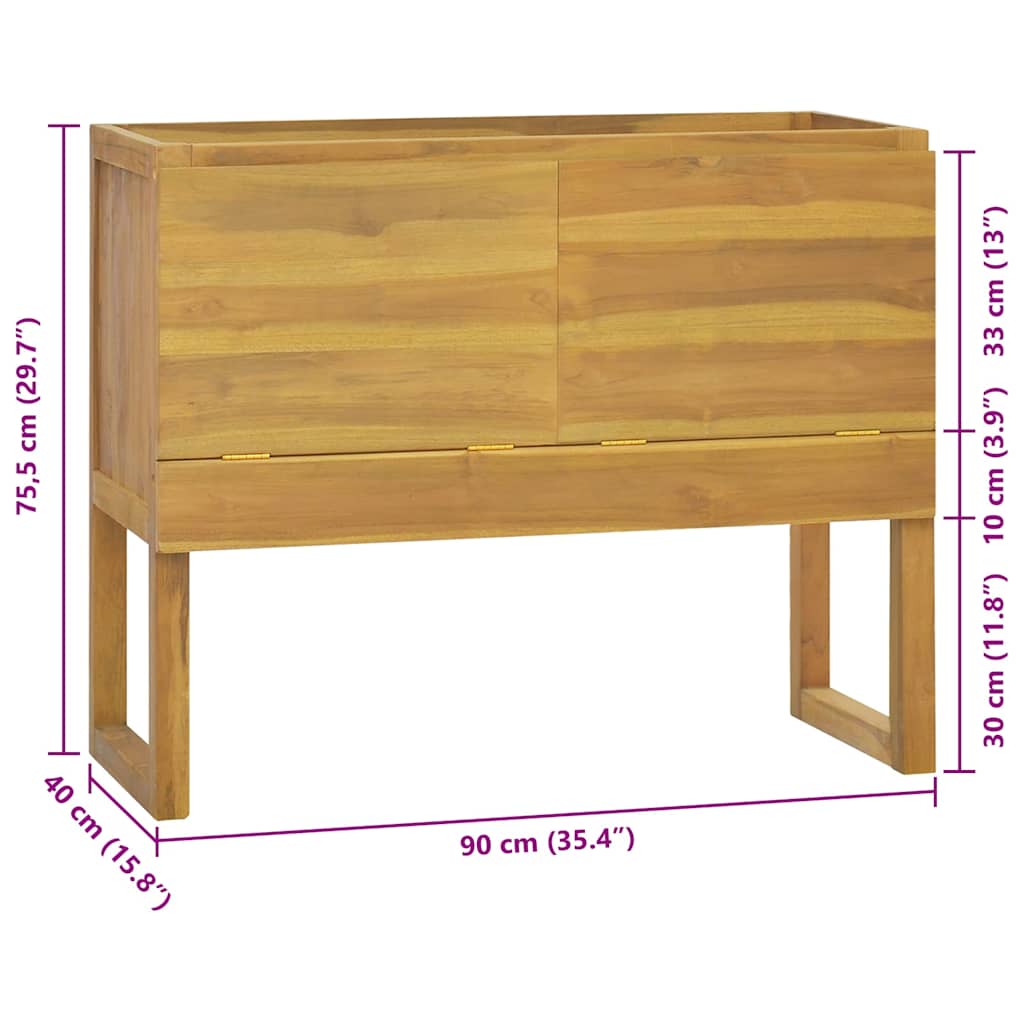 Mobile da Bagno 90x45x75 cm in Legno Massello di Teak