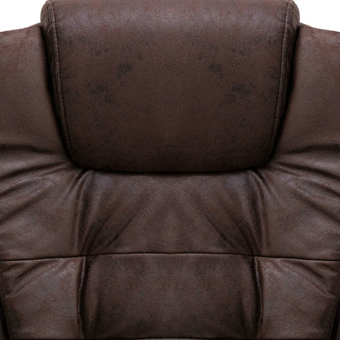 Sedia poltrona computer sede ufficio studio pelle scamosciata marrone scuro similpelle 02_0024030