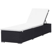 vidaXL Lettino Prendisole con Cuscino Bianco Crema in Polyrattan Nero