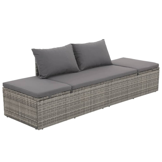 vidaXL Lettino da Giardino con Cuscini in Polyrattan Grigio