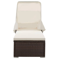 Lettino Prendisole Baldacchino e Cuscino in Polyrattan Marronecod mxl 112995