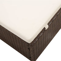 Lettino Prendisole Baldacchino e Cuscino in Polyrattan Marrone 317114