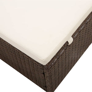 Lettino Prendisole Baldacchino e Cuscino in Polyrattan Marrone 317114