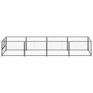 Cuccia da esterno gabbia per cani parco animali nero 4 m² acciaio 02_0000530