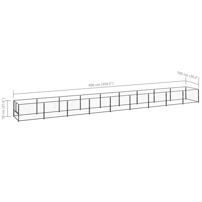 Cuccia da esterno gabbia per cani parco animali nero 9 m² acciaio 02_0000562