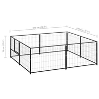 Cuccia da esterno gabbia recinto parco animali cane nero 4 m² acciaio 02_0000531