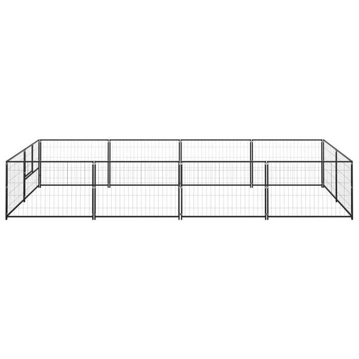 Cuccia da esterno gabbia per cani parco animali nero 8 m² acciaio 02_0000557