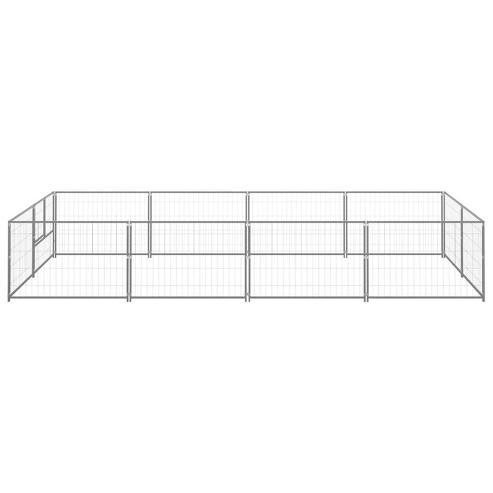 Cuccia da esterno gabbia per cani parco animali argento 8 m² acciaio 02_0000302