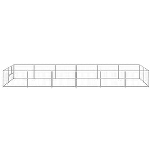 Cuccia da esterno gabbia per cani parco animali argento 12 m² acciaio 02_0000235