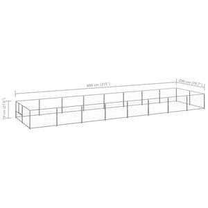 Cuccia da esterno gabbia per cani parco animali argento 16 m² acciaio 02_0000243